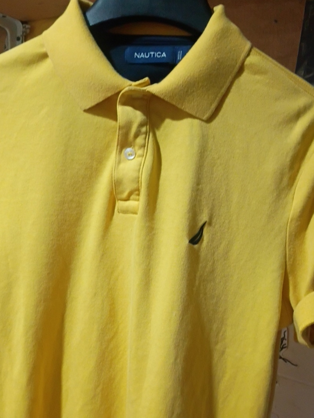 Nautica Men's Bright Yellow Cotton Polo with Sail Logo